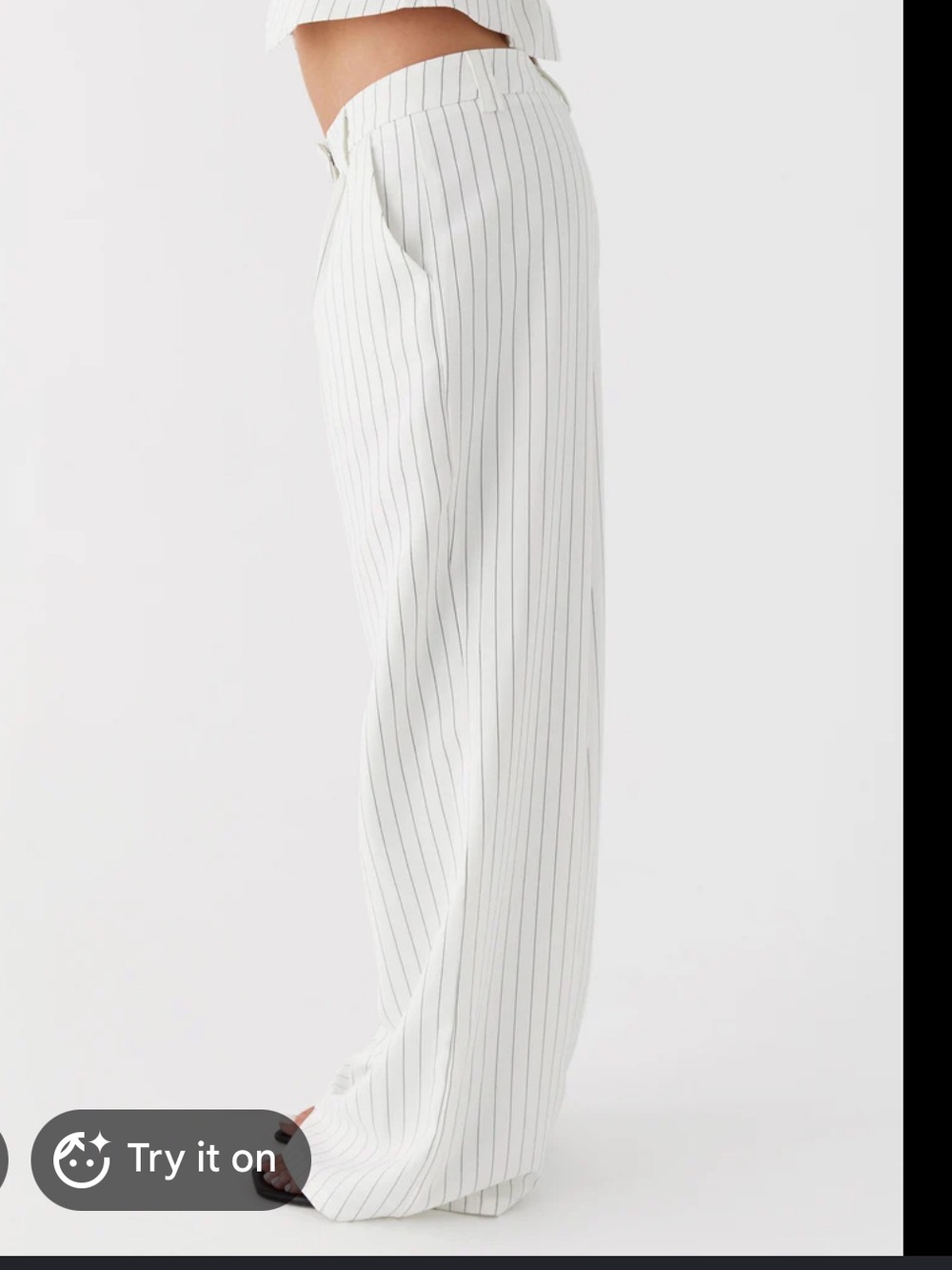 Calvin Klein White Pinstripe Wide-Leg Trousers